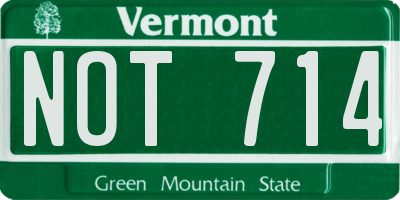VT license plate NOT714