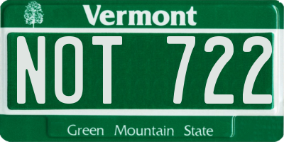 VT license plate NOT722