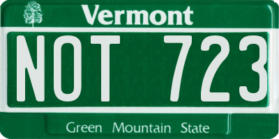 VT license plate NOT723