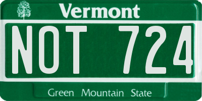 VT license plate NOT724