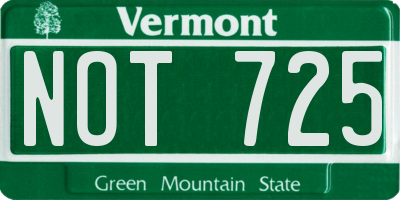 VT license plate NOT725