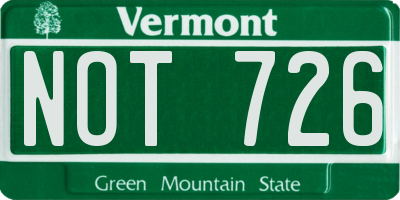 VT license plate NOT726
