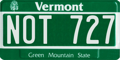 VT license plate NOT727