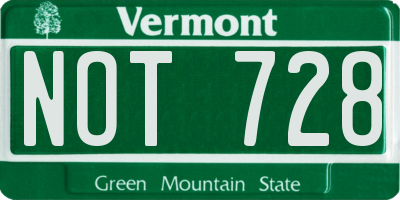 VT license plate NOT728