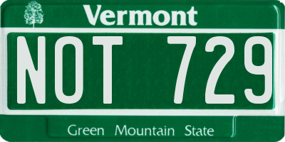 VT license plate NOT729
