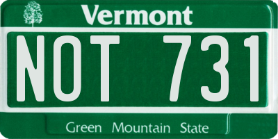 VT license plate NOT731