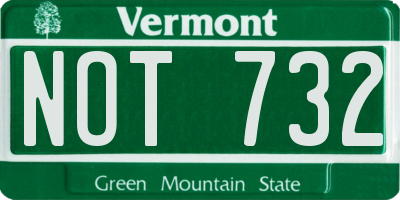 VT license plate NOT732