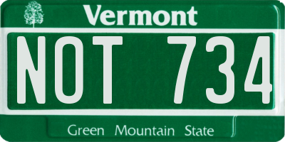 VT license plate NOT734