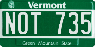 VT license plate NOT735