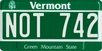 VT license plate NOT742