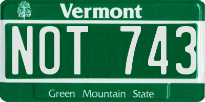 VT license plate NOT743