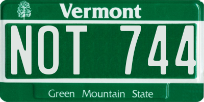 VT license plate NOT744