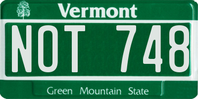 VT license plate NOT748