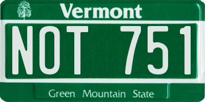 VT license plate NOT751