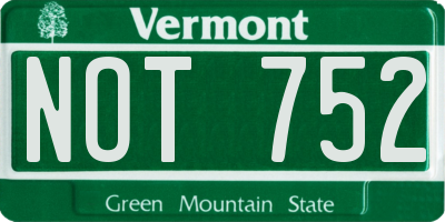 VT license plate NOT752