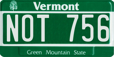 VT license plate NOT756