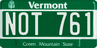 VT license plate NOT761