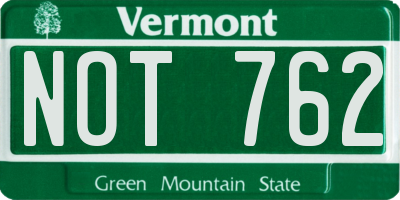 VT license plate NOT762