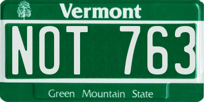 VT license plate NOT763