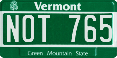 VT license plate NOT765