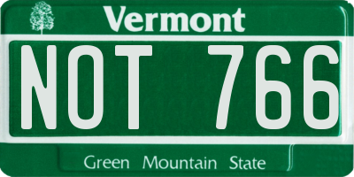 VT license plate NOT766