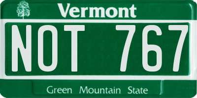 VT license plate NOT767