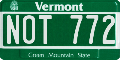VT license plate NOT772