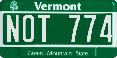 VT license plate NOT774