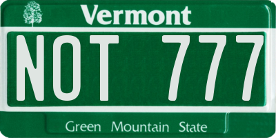 VT license plate NOT777