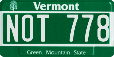 VT license plate NOT778