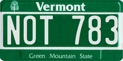 VT license plate NOT783