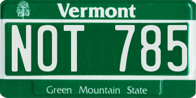 VT license plate NOT785