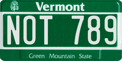 VT license plate NOT789