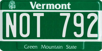 VT license plate NOT792