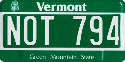 VT license plate NOT794