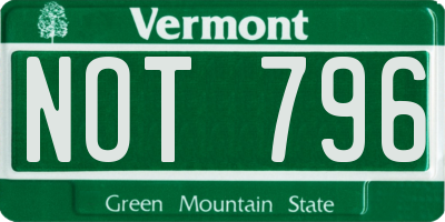 VT license plate NOT796