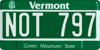 VT license plate NOT797