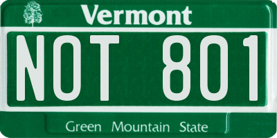 VT license plate NOT801