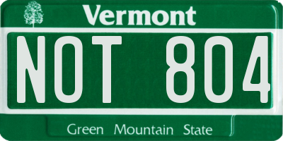VT license plate NOT804