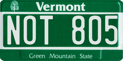 VT license plate NOT805