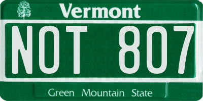 VT license plate NOT807