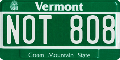 VT license plate NOT808