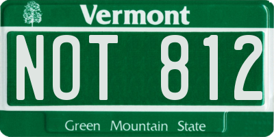 VT license plate NOT812