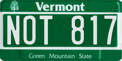 VT license plate NOT817