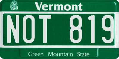 VT license plate NOT819