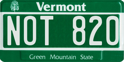 VT license plate NOT820