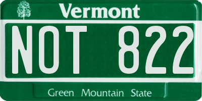 VT license plate NOT822