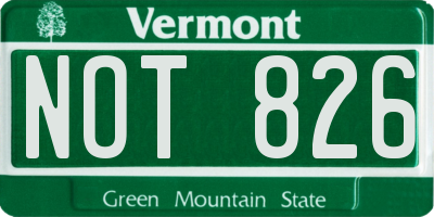 VT license plate NOT826