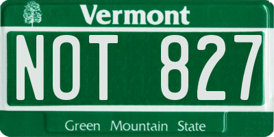 VT license plate NOT827