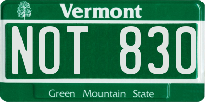 VT license plate NOT830
